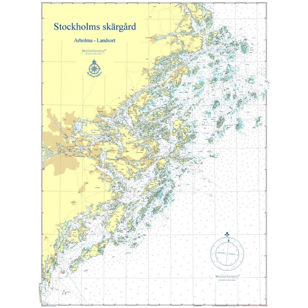 Skärgårdskort Arholma-Landsort Väggkarta Hydrographica 90x120cm